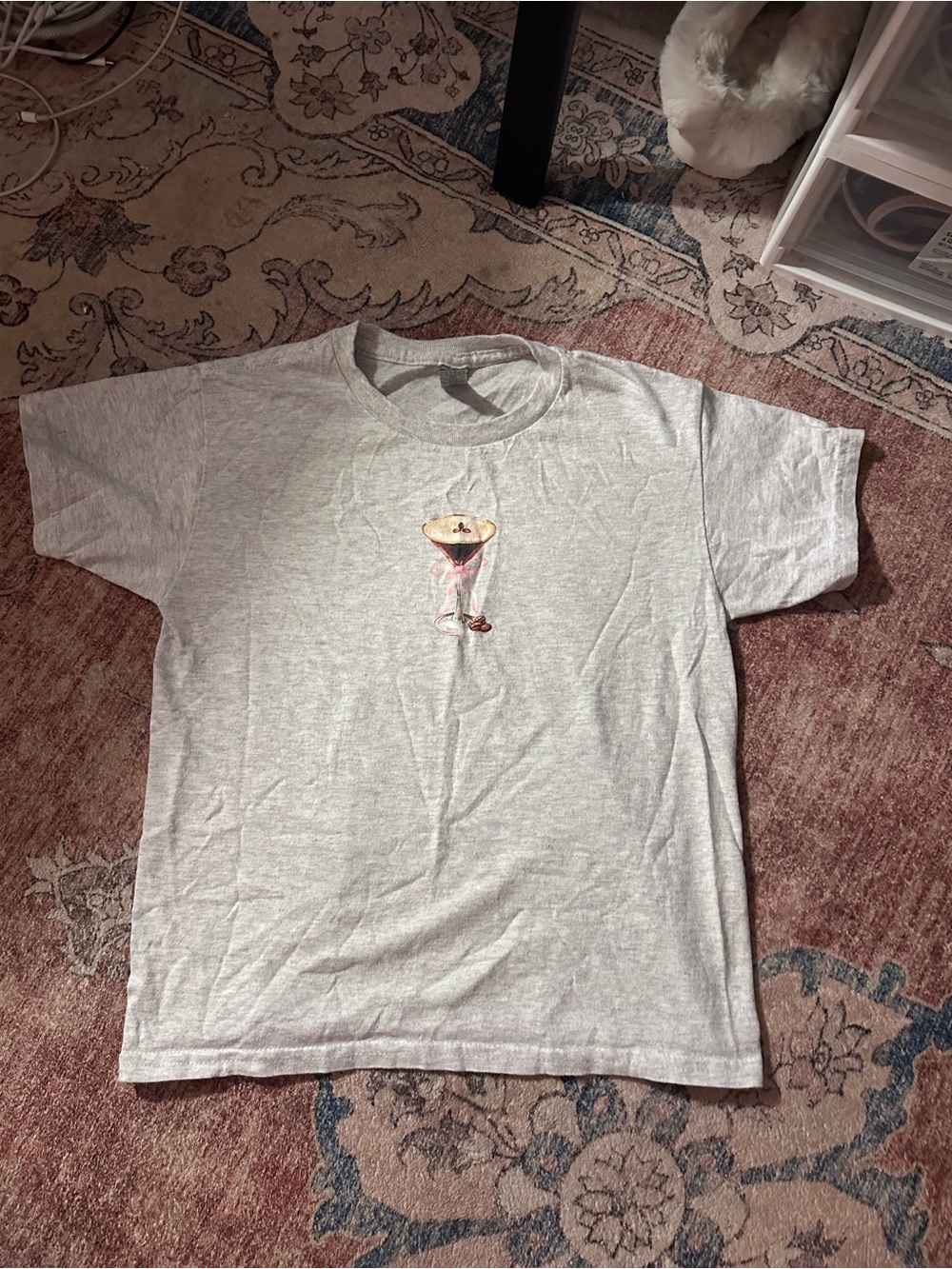 Womens Light Gray Graphic Tee with martini